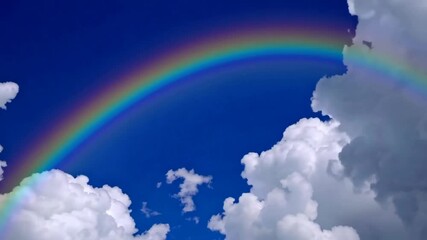 clouds stars and rainbow on blue sky background. seamless looping overlay video animation background - Powered by Adobe