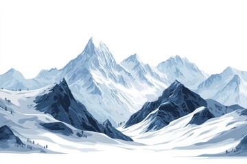 Obraz premium Snowy mountain summits beneath a luminous sky, showcasing nature's serene beauty in a stunning landscape perfect for adventure enthusiasts and travel aficionados