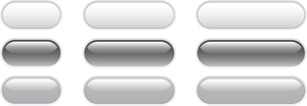 Buttons white, gray isolated, interesting navigation panel for website.