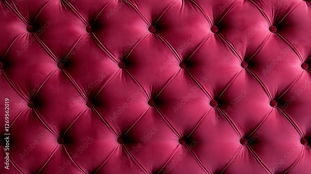 Poster a close-up view of a rich burgundy tufted fabric, showcasing its texture and depth with circular but