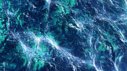 Water waves pattern texture, rough sea waves surface detailed 3d illustration.