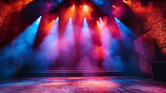 empty stage with spotlights footage