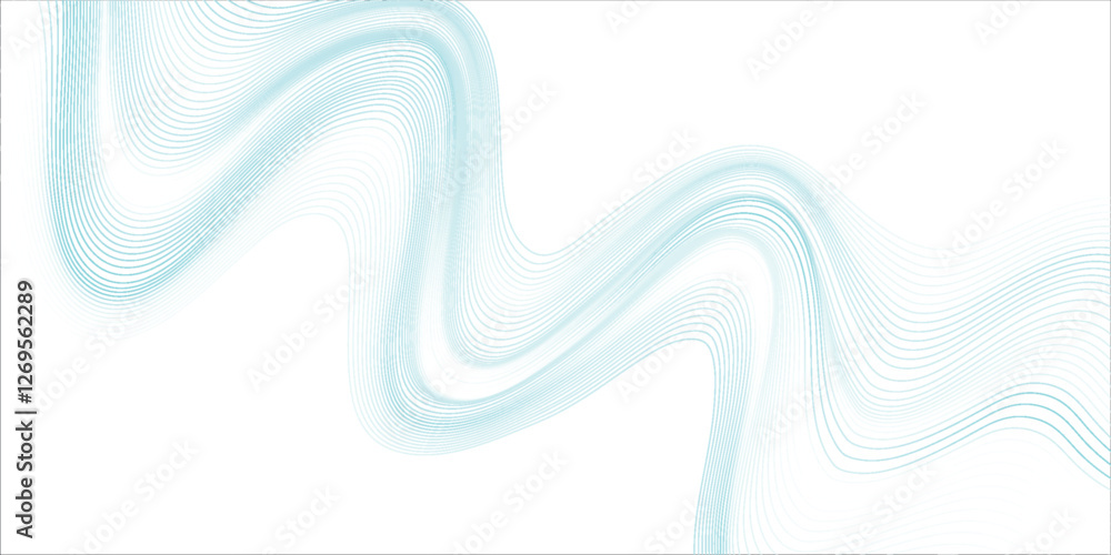 Aufkleber abstract blue smooth wave on a white background. dynamic sound wave. design element. vector illustra