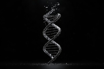 Obraz premium Abstract DNA structure with sparkling details against a dark backdrop emphasizing its complexity