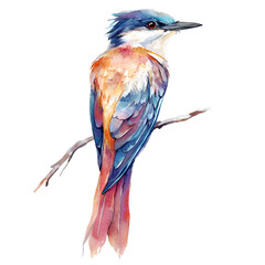 Watercolor clipart bird on a branch