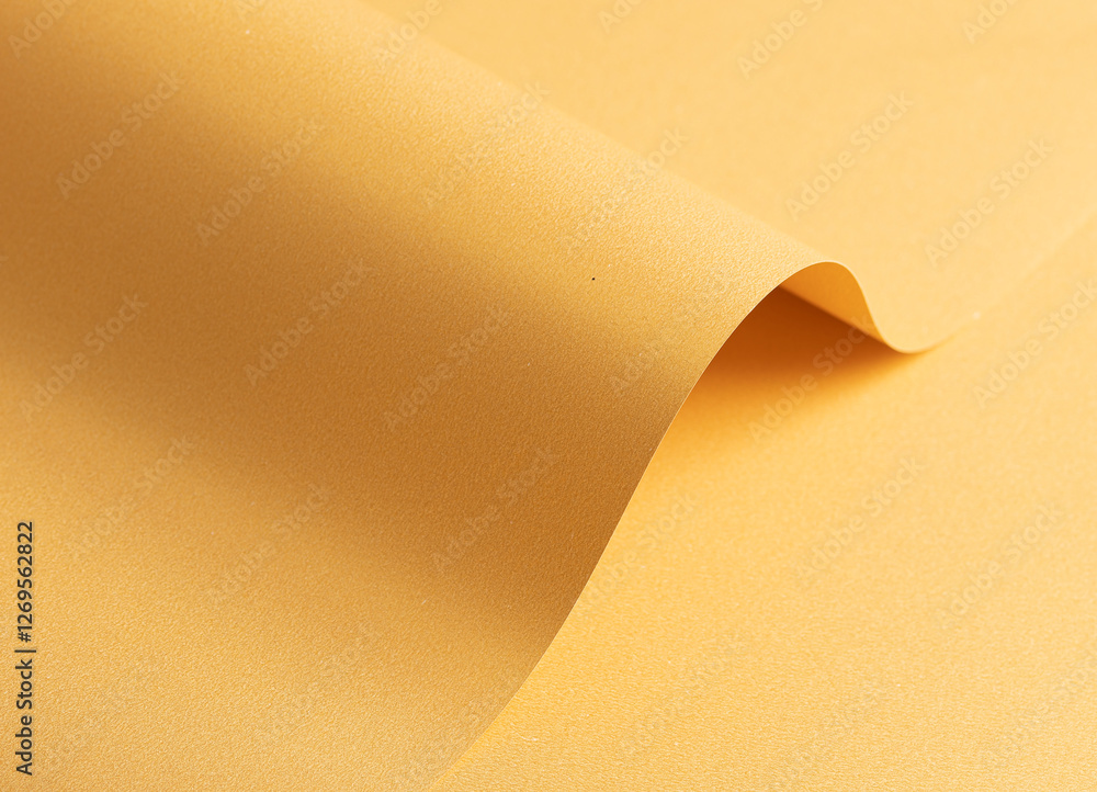 Leinwandbilder Golden yellow paper background with a smooth texture and subtle curves. Soft gradients and refined shadows create an elegant, sophisticated, and harmonious abstract composition.