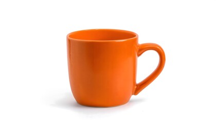Orange Ceramic coffee mug with minimalist design isolated on white background, ideal for branding and product display in high-resolution 