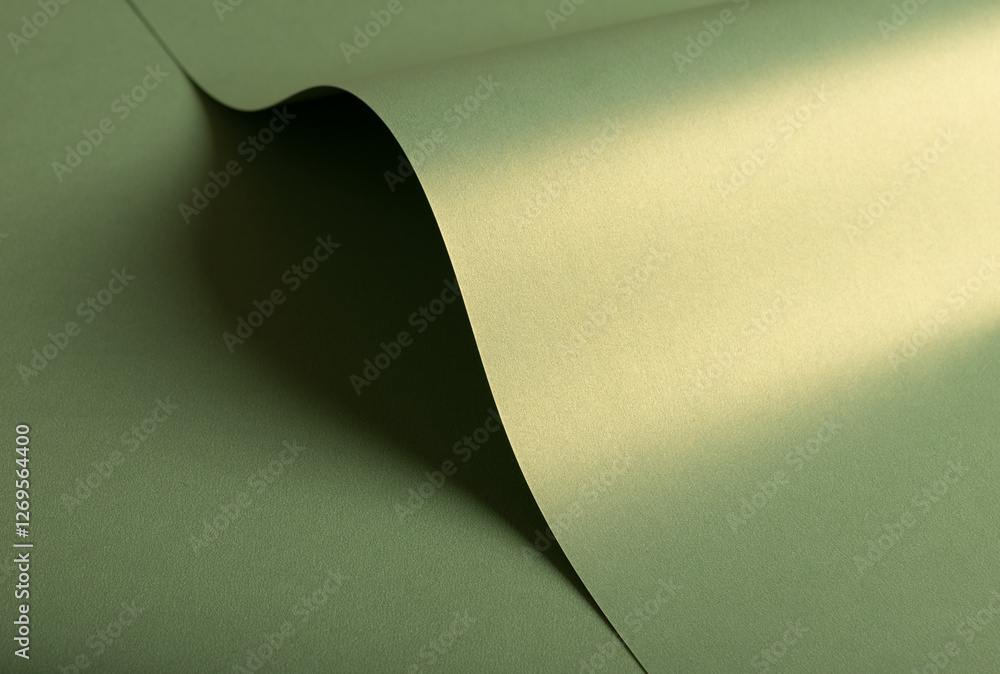 Poster pastel olive green paper background with a pearlescent, glossy texture and shimmering wavy edges. so