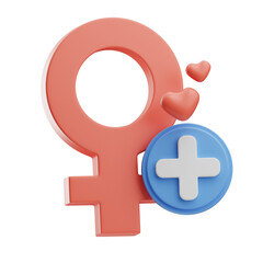 Obraz premium 3D Feminine Symbol with Hearts and Plus Sign