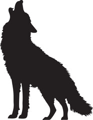 Obraz premium Howling Wolf Silhouette Vector Illustration