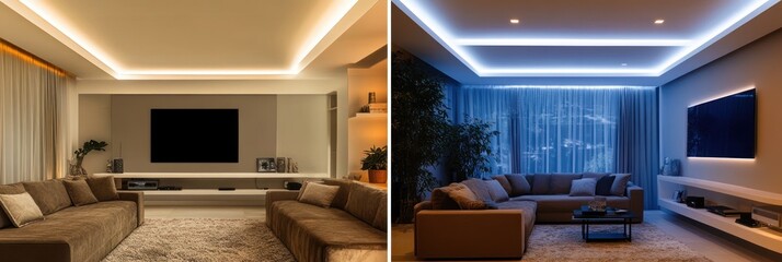 Modern Living Room with Adjustable Ambient Lighting