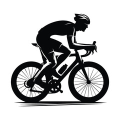 cyclist in action silhouette vector clip art design
