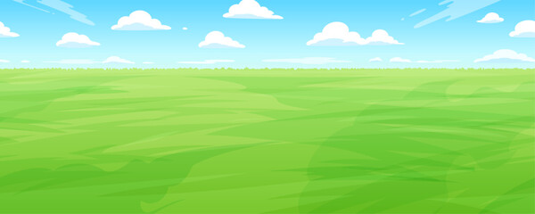 明るい草原の風景イラスト_横スクロールゲームの背景_シームレス