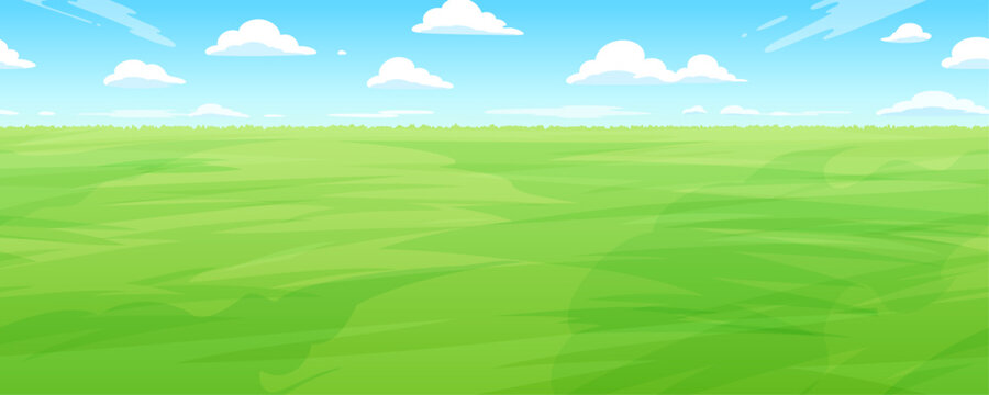 明るい草原の風景イラスト_横スクロールゲームの背景_シームレス