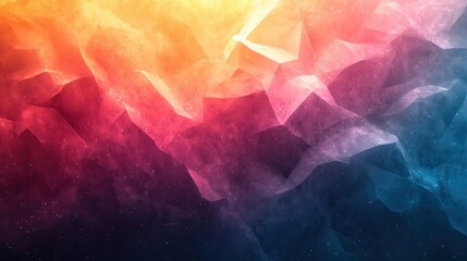 Geometric abstract background resembling a vibrant underwater coral reef with layered shapes and luminous gradients