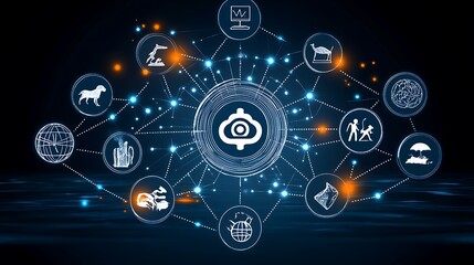 Global risk management network, digital security, data analysis.