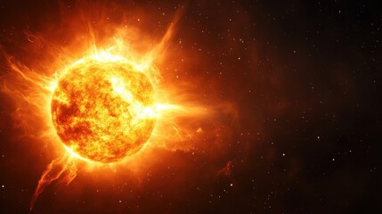 A vibrant representation of the sun, showcasing its fiery surface and powerful energy radiating into the cosmos.