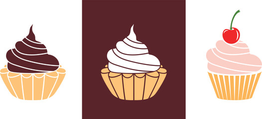 Cake set. Isolated cake on white background