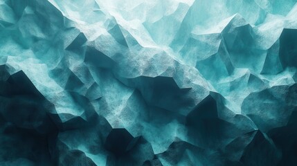 Fototapeta premium Abstract geometric background showcasing angular descending shapes in teal and gray resembling an underwater canyon