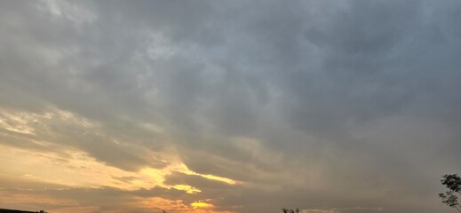 Beautiful View of Clouds and Sun in the Horizon