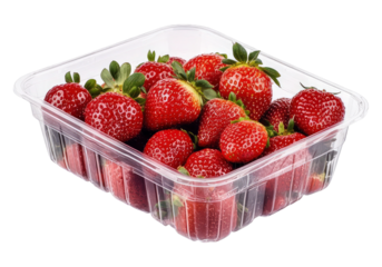 Strawberries in plastic packing.