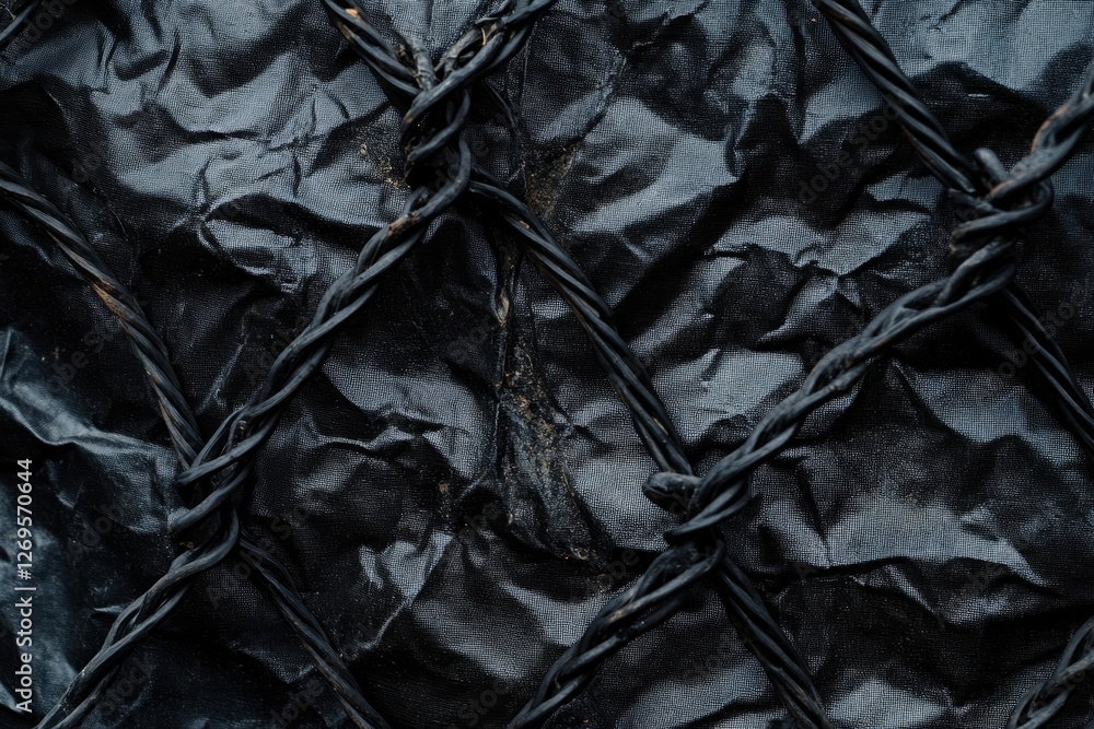 Poster dark twisted texture with a grid pattern.