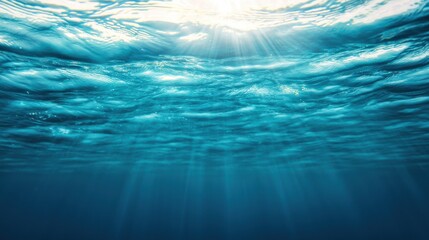 Obraz premium World Water Day concept. Mesmerizing Underwater Serenity Swimmer in Clear Blue Depths