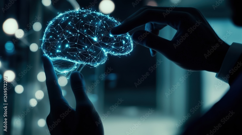 Poster innovative technology demonstrates the connection between human cognition and digital neural network