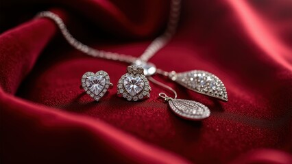 Runway finale, Ballroom elegance jewelry on velvet display forefront