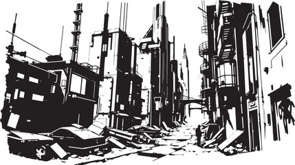 City landscape. Different buildings on street, outline cityscape hand sketch, flat houses. Hand drawn vector illustration