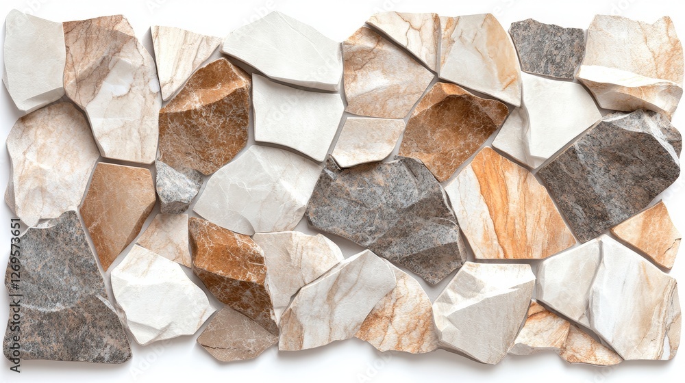 Poster high resolution texture of a pile of white and brown marble with detailed patterns and variations