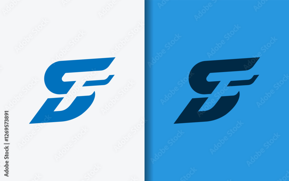 Poster initial letter s and f combination with negative space style concept logo modern vector symbol logo 