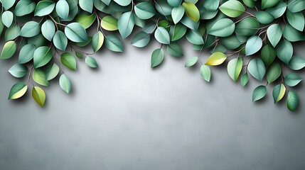Green leaves wall decor background design.