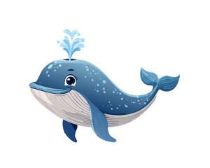 Whimsical Children's Illustration of a Cute Whale