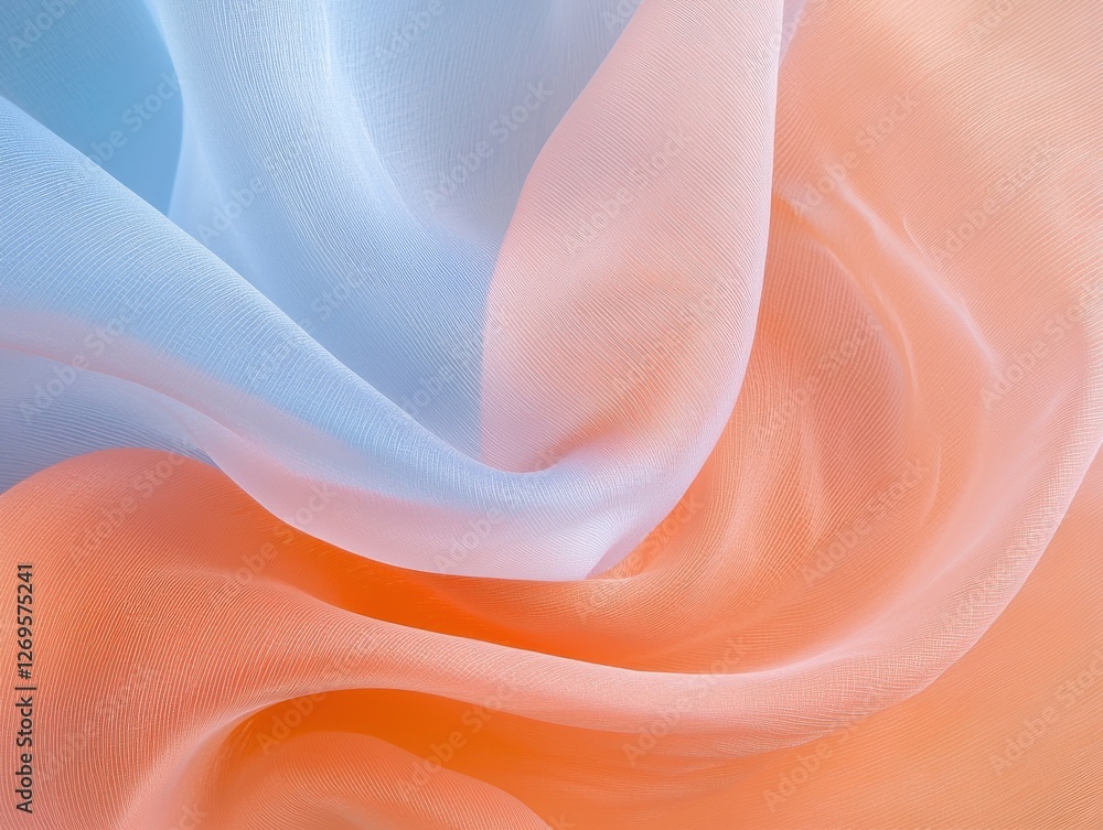 Poster flowing fabric patterns textile studio soft colors close-up view textile art concept
