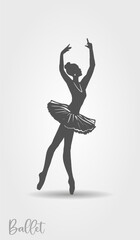 Fototapeta premium Ballerina silhouettes vector illustration. Beautiful female ballet dancer. Isolated on white background.