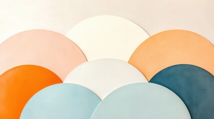 Fototapeta premium Colorful circular patterns on wall modern art installation indoor space minimalist design