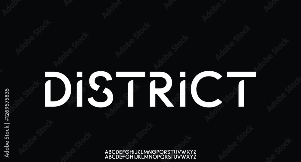 Fototapete modern techno font, futuristic line type of english alphabet letters and numbers. minimal tech typef