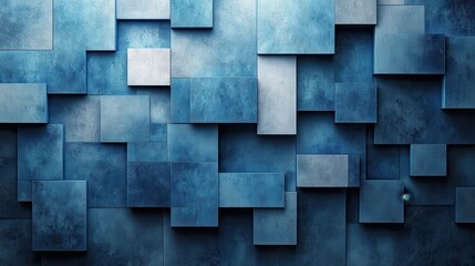 Layered geometric design with gradient blue and silver tones creating a dynamic visual depth and texture