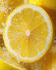 Refreshing lemon splash kitchen food bright environment close-up citrus concept