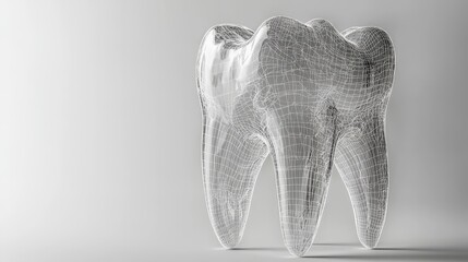 Futuristic dental tooth model digital design studio 3d render minimalist close-up healthcare innovation