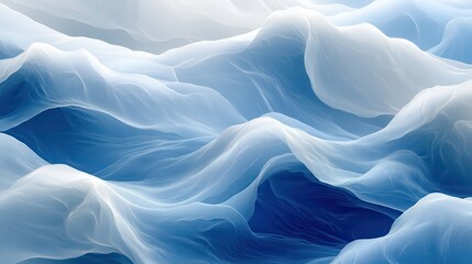 Fototapeta premium Abstract geometric design with flowing blue and white ribbons symbolizing water movements and tranquility