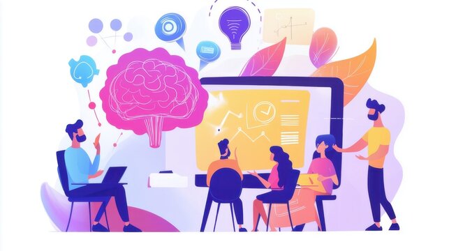 Team collaboration in a modern workspace with innovative ideas and technology concepts during a brainstorming session