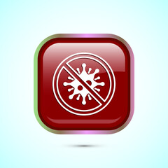 Antibacterial icon design illustration, Hygiene label symbol for product packaging, Red color square button design