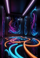 Vivid Abstract Swirls with Neon Colors background