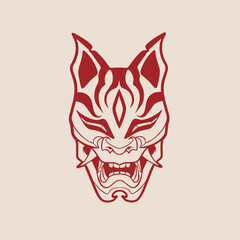 japanese fox mask vector, japanese mask	