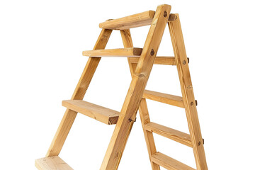 Wooden Ladder Shelf with a Contemporary Look Isolated on Transparent Background