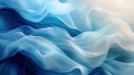 Obraz premium Abstract geometric background showcasing translucent ribbons flowing in blue, teal, and white tones resembling gentle water movement