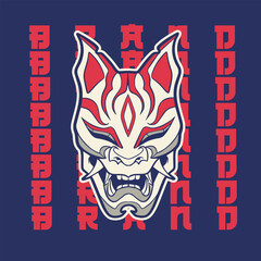 Obraz premium japanese fox mask vector, japanese mask 
