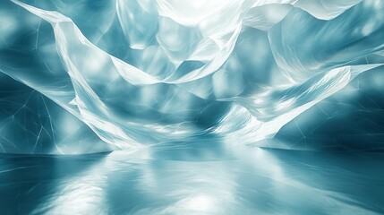 Abstract geometric background featuring zigzagging turquoise and silver lines resembling cascading water in a dynamic design